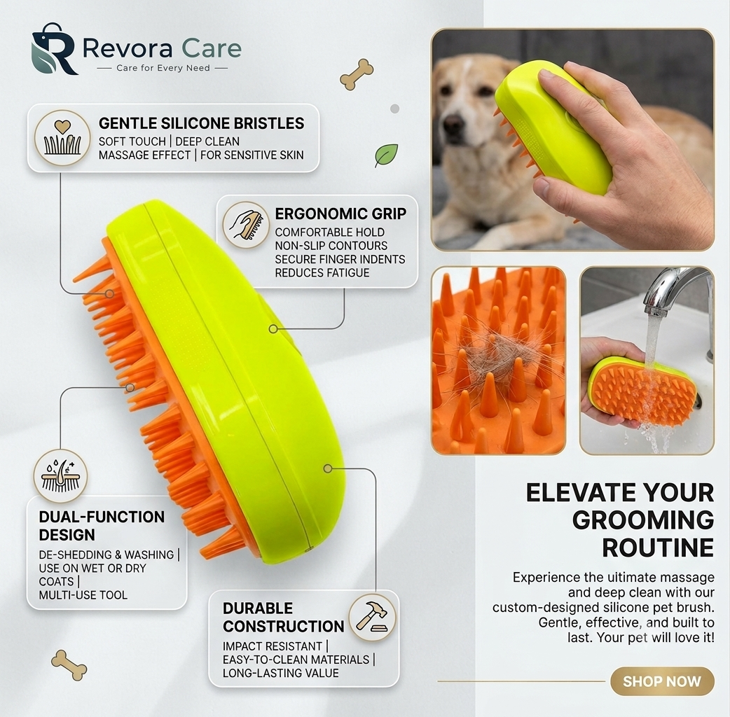 Revora 3-in-1 PawClean Grooming Brush