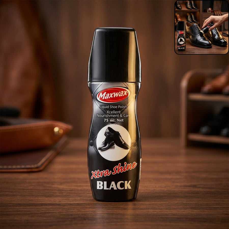 Maxwax Black Liquid Shoe Polish (1 Pc, 75 ML)