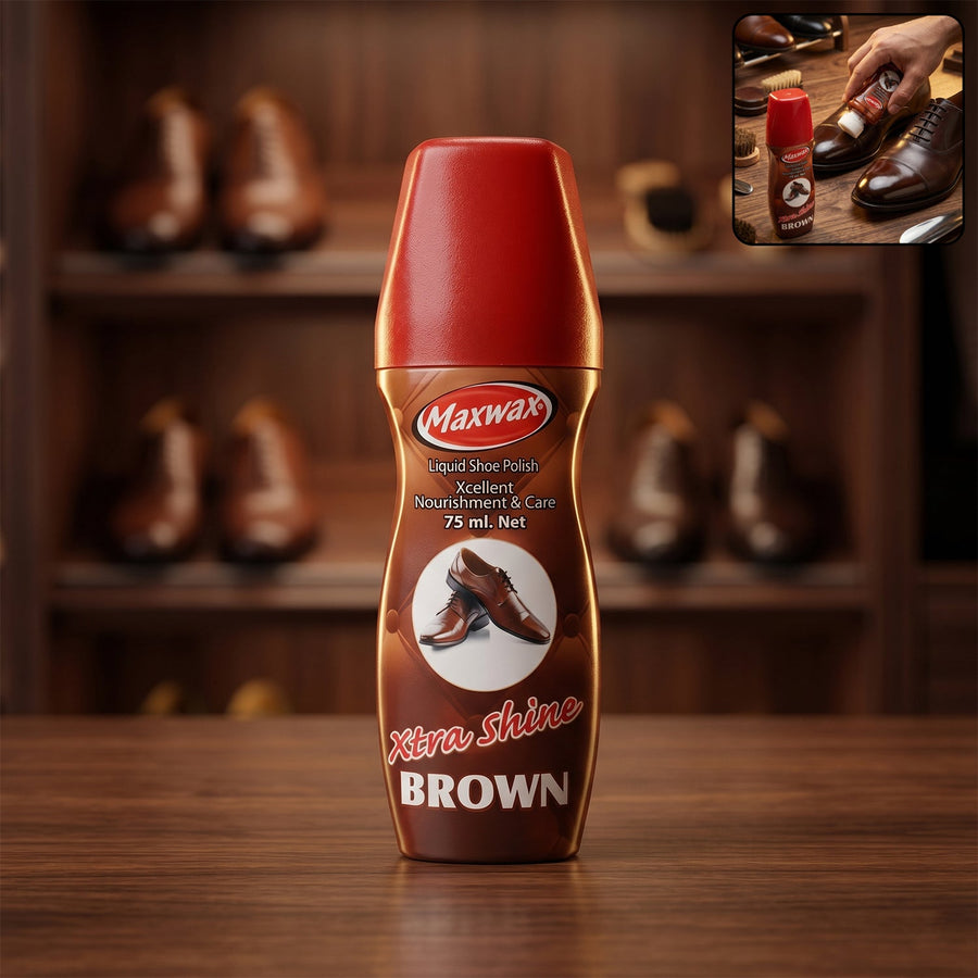 Maxwax Brown Liquid Shoe Polish (1 Pc, 75 ML)