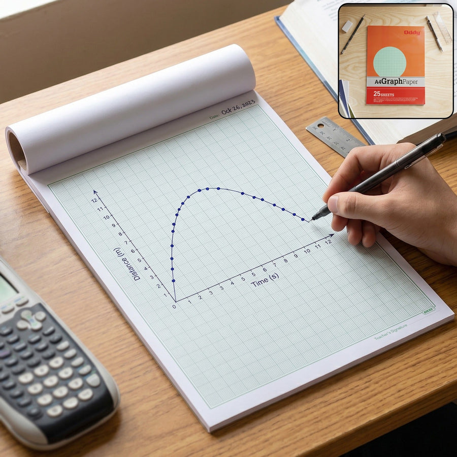 Oddy A4 Graph Paper 1mm Square Grid (25 Sheets Pad)