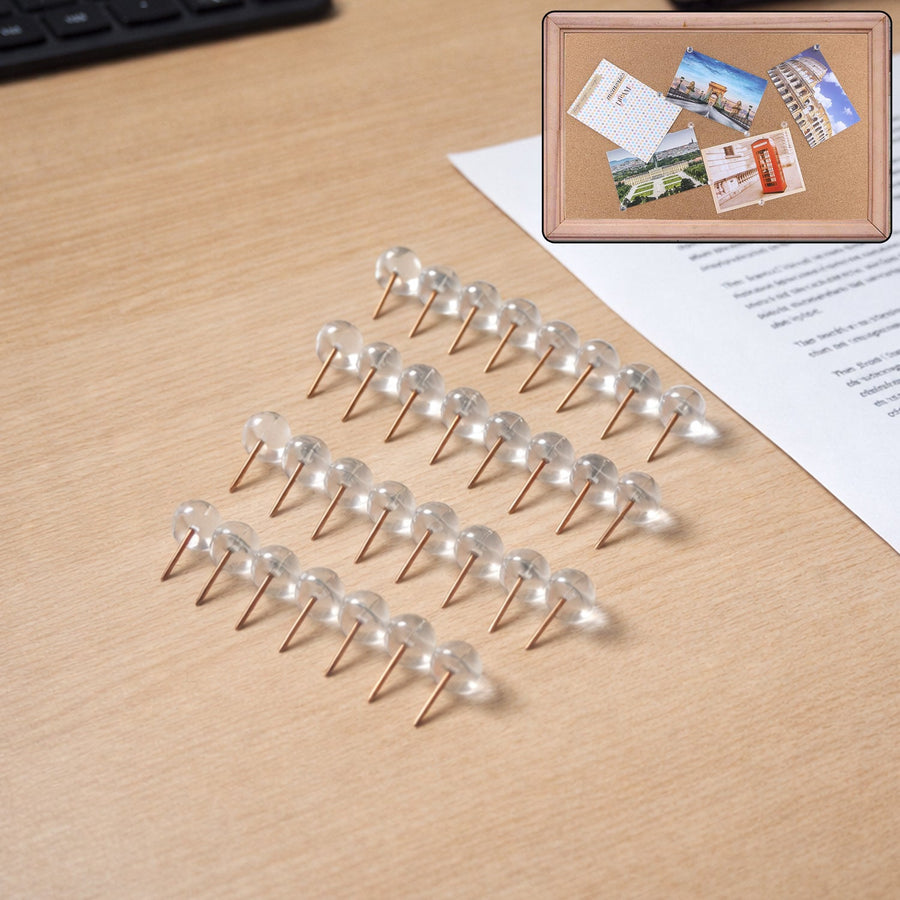 Transparent Crystal Head Push Pins Set for Notice Board (30 pc)
