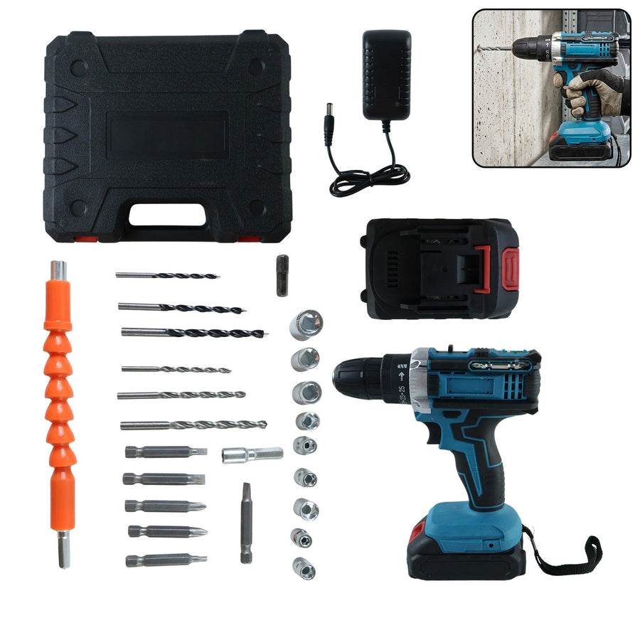 Cordless Drill Machine Tool Kit with Drill Bits & Carry Case (1 Set)