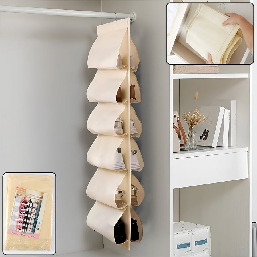 12 Grids Hanging Storage Bag (1 Pc / 12 Pocket / Mix Color)