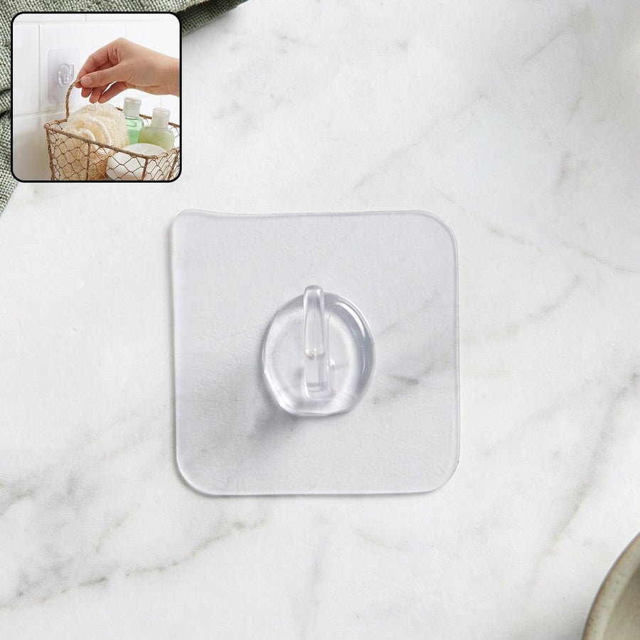 Transparent Square Self Adhesive Wall Utility Hook (1 Pc)