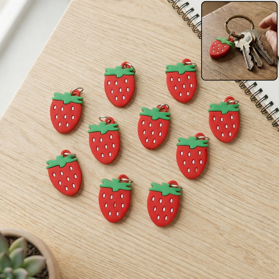 Strawberry Design Bag Charm Keychain Set (10 Pc)