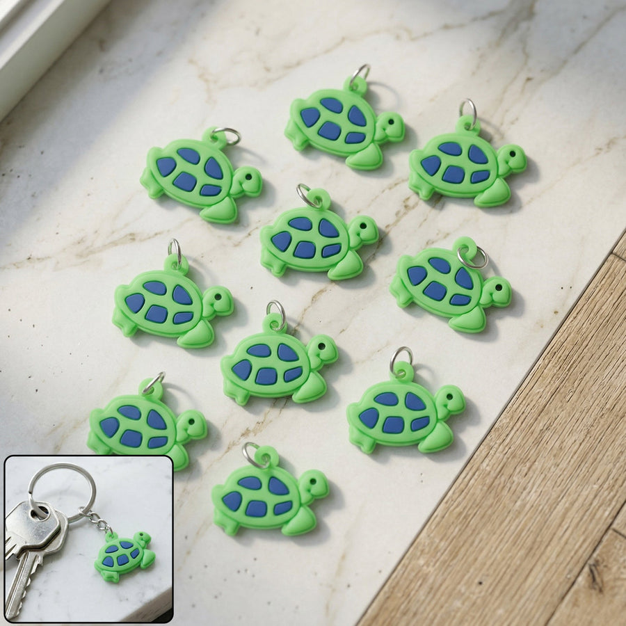 Cute Turtle Shape Bag Charm Keychain Set (10 Pc)