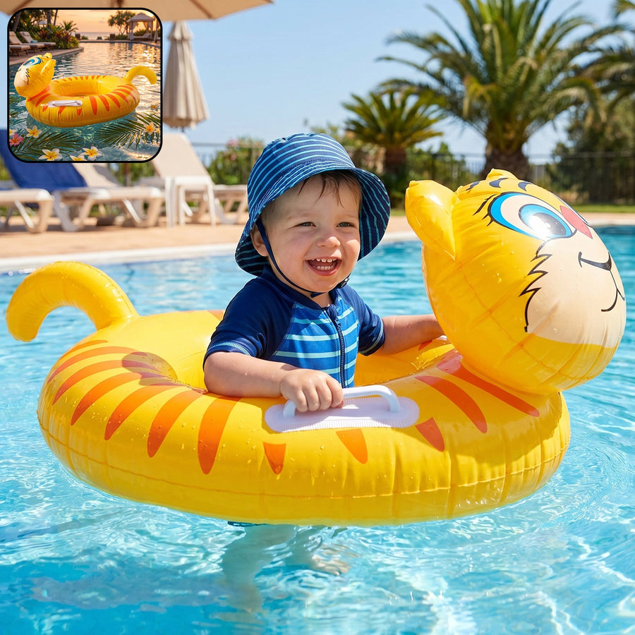 Kids Inflatable Tiger Swim Ring Pool Float with Handle Grip – 1 Pc