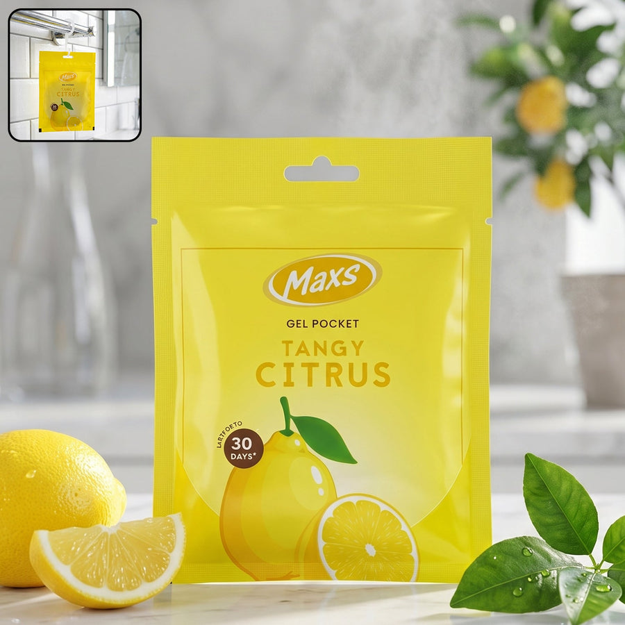 Maxs Tangy Citrus Gel Air Freshener Pocket Long Lasting 10 Gm