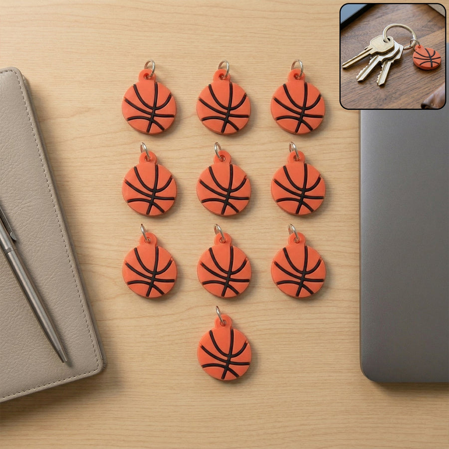 Basketball Design Bag Charm Keychain Set (10 Pc)