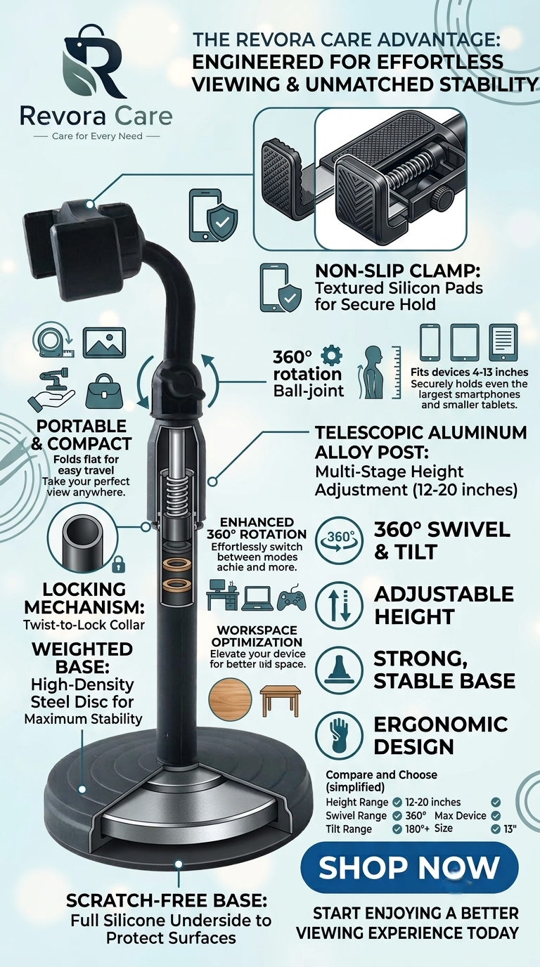 Revora SnapGrip Adjustable 360° Rotating Mobile Phone Holder
