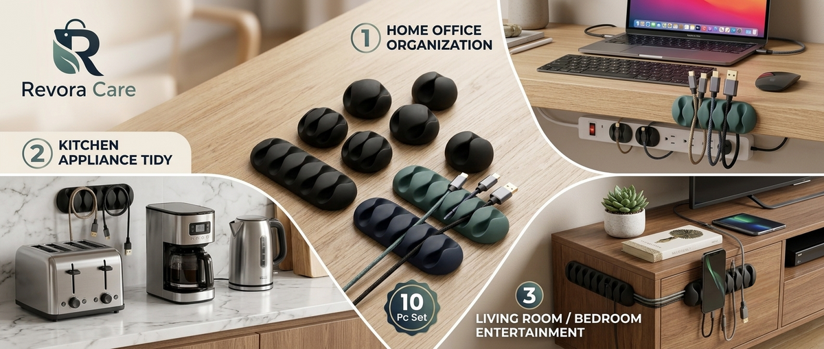 Revora CableGuard Holder & Supporter – Secure & Organize All Types of Cables (10 Pc)