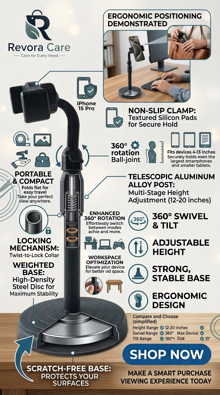 Revora SnapGrip Adjustable 360° Rotating Mobile Phone Holder