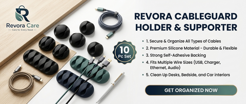 Revora CableGuard Holder & Supporter – Secure & Organize All Types of Cables (10 Pc)
