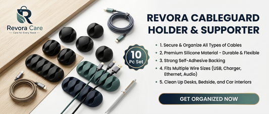 Revora CableGuard Holder & Supporter – Secure & Organize All Types of Cables (10 Pc)