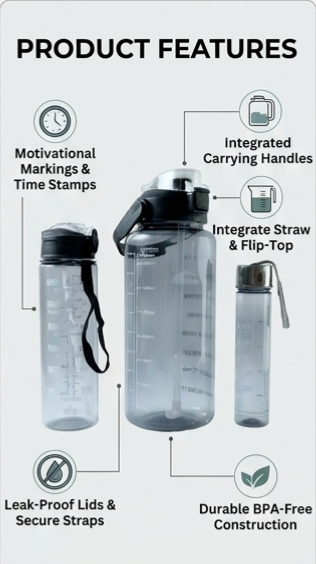 Revora Freshflow Water Bottles 3 in 1 Set